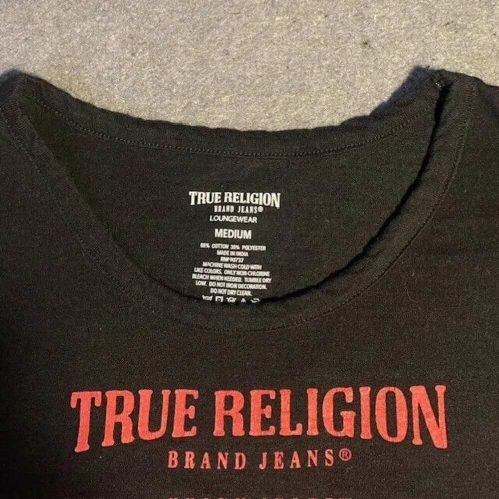 TRUE‎ RELIGION Loungewear Tank Top Men's Horseshoe RED Logo MEDIUM BLACK muscle